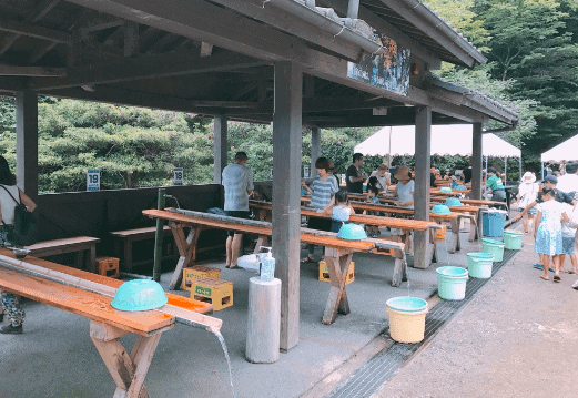 白糸の滝のグルメ・ランチ：そうめん流し