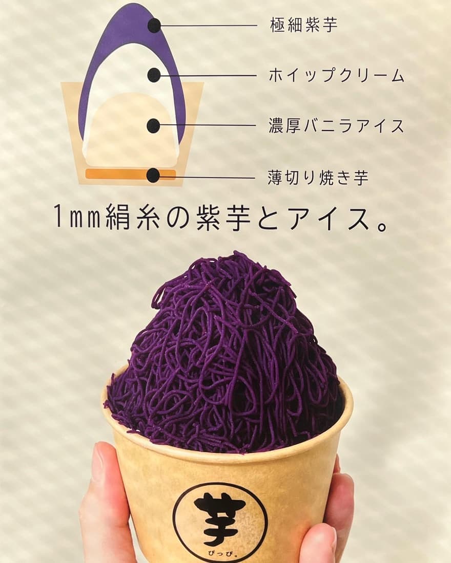 1mm絹糸の紫芋とアイス。の土台説明