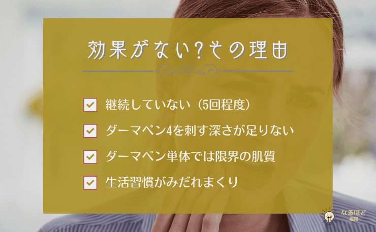 ダーマペン４が効果が出ない場合の事例を挙げたイメージ画像